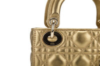 0605. Dior Lady Dior Mini Metallic Gold Cannage Leather, Gold Hardware7