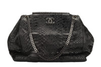 0597. Chanel Large Bucket Hobo, Shiny Black Python, Ruthenium hardware1