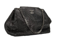 0597. Chanel Large Bucket Hobo, Shiny Black Python, Ruthenium hardware2