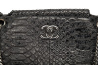 0597. Chanel Large Bucket Hobo, Shiny Black Python, Ruthenium hardware7