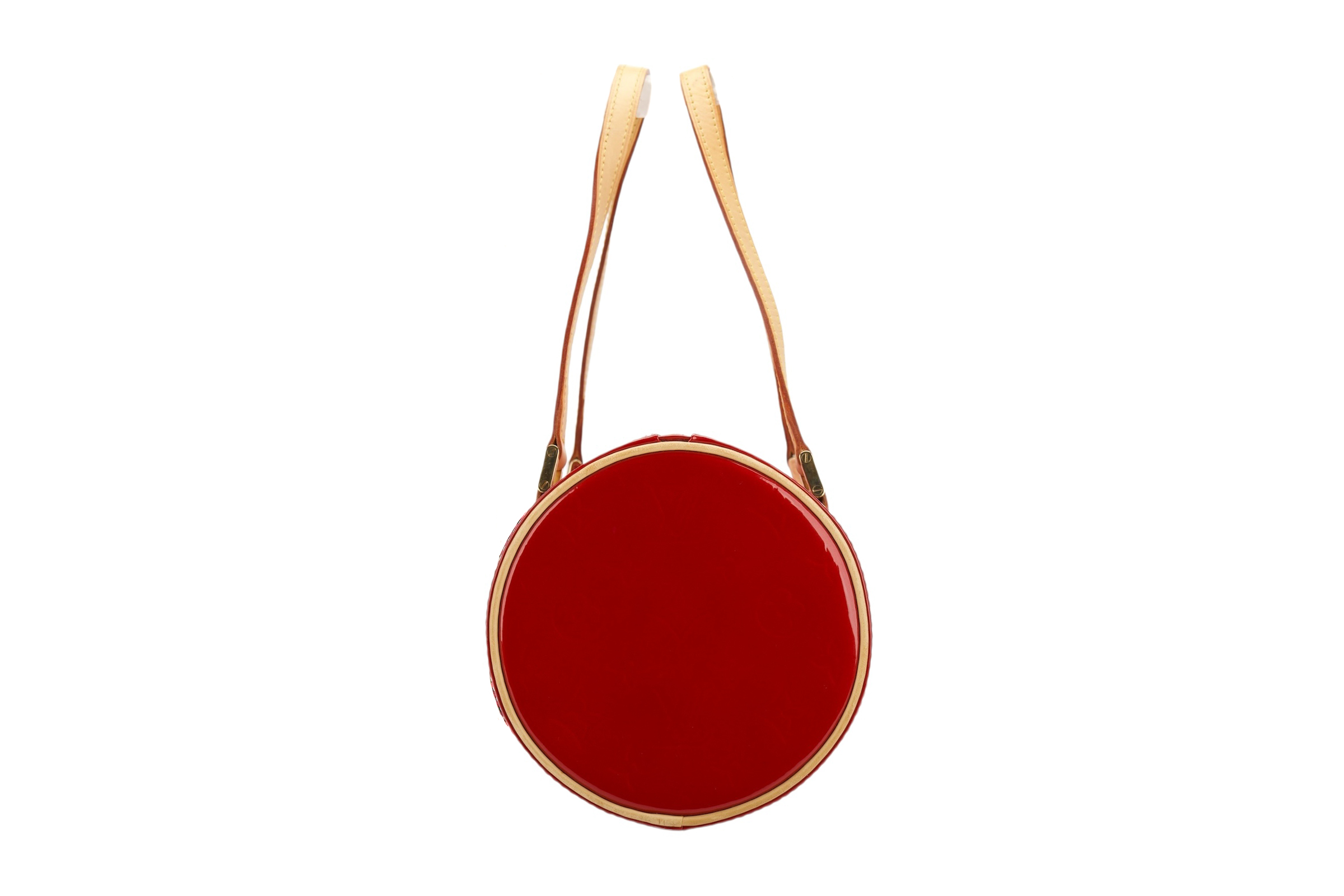 0599. Louis Vuitton Papillon 30, Red Patent Leather, Gold Hardware4