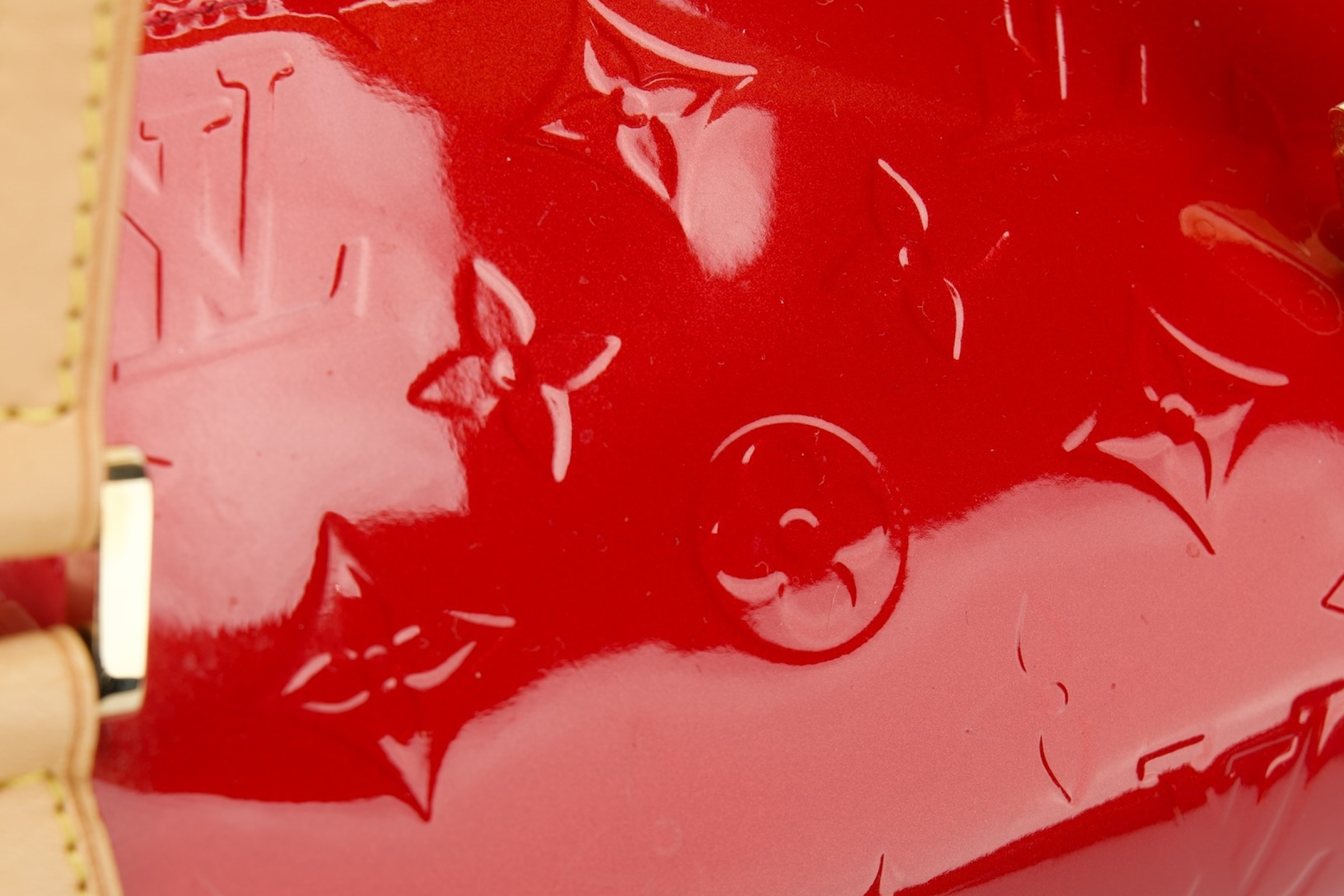 0599. Louis Vuitton Papillon 30, Red Patent Leather, Gold Hardware5