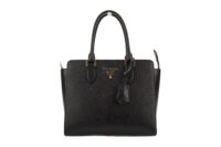 0610. Prada 2Way Small Black Saffiano Leather Tote, Gold Hardware1