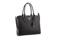 0610. Prada 2Way Small Black Saffiano Leather Tote, Gold Hardware3