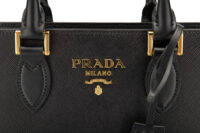 0610. Prada 2Way Small Black Saffiano Leather Tote, Gold Hardware7