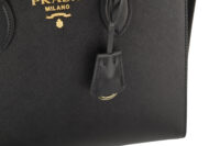 0610. Prada 2Way Small Black Saffiano Leather Tote, Gold Hardware8