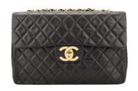 0614. Chanel Vintage Jumbo Classic Single Flap Bag, Black Leather, Gold Hardware1