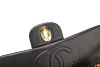 0614. Chanel Vintage Jumbo Classic Single Flap Bag, Black Leather, Gold Hardware11