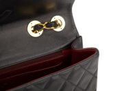 0614. Chanel Vintage Jumbo Classic Single Flap Bag, Black Leather, Gold Hardware13