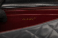 0614. Chanel Vintage Jumbo Classic Single Flap Bag, Black Leather, Gold Hardware14