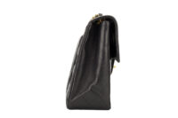 0614. Chanel Vintage Jumbo Classic Single Flap Bag, Black Leather, Gold Hardware3
