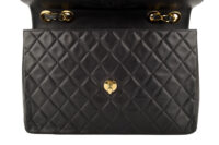 0614. Chanel Vintage Jumbo Classic Single Flap Bag, Black Leather, Gold Hardware9