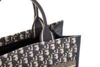 0615. Dior Book Tote Medium Navy Leather Canvas, Gold Hardware7