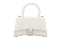 0626. Balenciaga Hourglass XS Mini White Leather Silver Crystal Hardware1