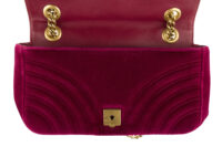 0627. Gucci Marmont Medium Coral Red Purple Velvet Gold Hardware10