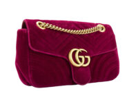 0627. Gucci Marmont Medium Coral Red Purple Velvet Gold Hardware2