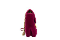 0627. Gucci Marmont Medium Coral Red Purple Velvet Gold Hardware3