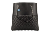 0628. Chanel Ultra Delight Shopping Tote Black Quilted Leather, Silver Hardware