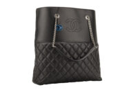 0628. Chanel Ultra Delight Shopping Tote Black Quilted Leather, Silver Hardware1