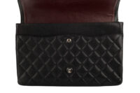 0635. Chanel Classic Maxi Double Flap Black Caviar Leather Silver Hardware-12