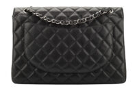 0635. Chanel Classic Maxi Double Flap Black Caviar Leather Silver Hardware-5