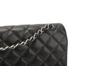 0635. Chanel Classic Maxi Double Flap Black Caviar Leather Silver Hardware-7