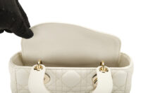 0636. Dior Lady Dior Small White Cannage Leather, Champagne Hardware10