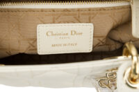 0636. Dior Lady Dior Small White Cannage Leather, Champagne Hardware11