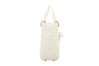 0636. Dior Lady Dior Small White Cannage Leather, Champagne Hardware3