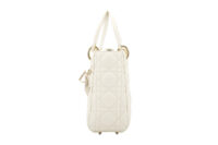 0636. Dior Lady Dior Small White Cannage Leather, Champagne Hardware5