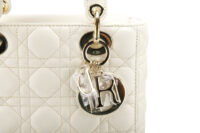 0636. Dior Lady Dior Small White Cannage Leather, Champagne Hardware7