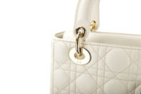 0636. Dior Lady Dior Small White Cannage Leather, Champagne Hardware8
