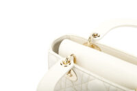 0636. Dior Lady Dior Small White Cannage Leather, Champagne Hardware9