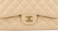 0637. Chanel Jumbo Classic Double Flap Beige Caviar, Gold Hardware7