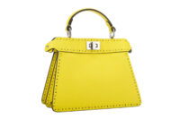 0607. Fendi Peekaboo Micro Selleria Yellow Leather, Silver Hardwar2