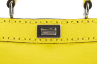 0607. Fendi Peekaboo Micro Selleria Yellow Leather, Silver Hardwar6