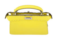 0607. Fendi Peekaboo Micro Selleria Yellow Leather, Silver Hardwar9