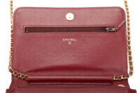 0641. Chanel Metiers D'Arts Burgundy Studded Wallet on Chain, Gold Hardware12