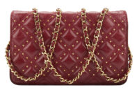 0641. Chanel Metiers D'Arts Burgundy Studded Wallet on Chain, Gold Hardware4