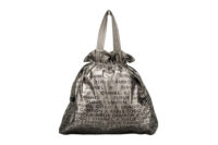 0642. Chanel Coco 32 Rue Cambon Metallic Grey Nylon Tote Shopping Bag1