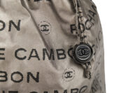0642. Chanel Coco 32 Rue Cambon Metallic Grey Nylon Tote Shopping Bag8
