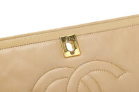 0643. Chanel Quilted Beige Leather Medium Flap Bag, Gold Hardware11
