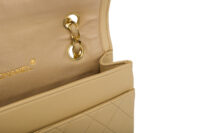 0643. Chanel Quilted Beige Leather Medium Flap Bag, Gold Hardware16