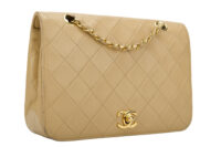 0643. Chanel Quilted Beige Leather Medium Flap Bag, Gold Hardware2
