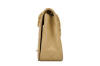 0643. Chanel Quilted Beige Leather Medium Flap Bag, Gold Hardware5