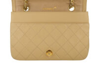 0643. Chanel Quilted Beige Leather Medium Flap Bag, Gold Hardware9