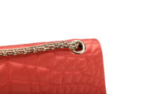 0645. Chanel 2.55 Crocodile Quilted Classic Medium Flap Bag, Red Satin10