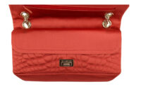 0645. Chanel 2.55 Crocodile Quilted Classic Medium Flap Bag, Red Satin11