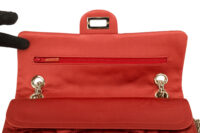 0645. Chanel 2.55 Crocodile Quilted Classic Medium Flap Bag, Red Satin12