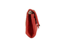 0645. Chanel 2.55 Crocodile Quilted Classic Medium Flap Bag, Red Satin3